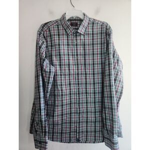 Untuckit Men Blue Green Plaid Wrinkle Free 100% Cotton Button Down Shirt sz XL